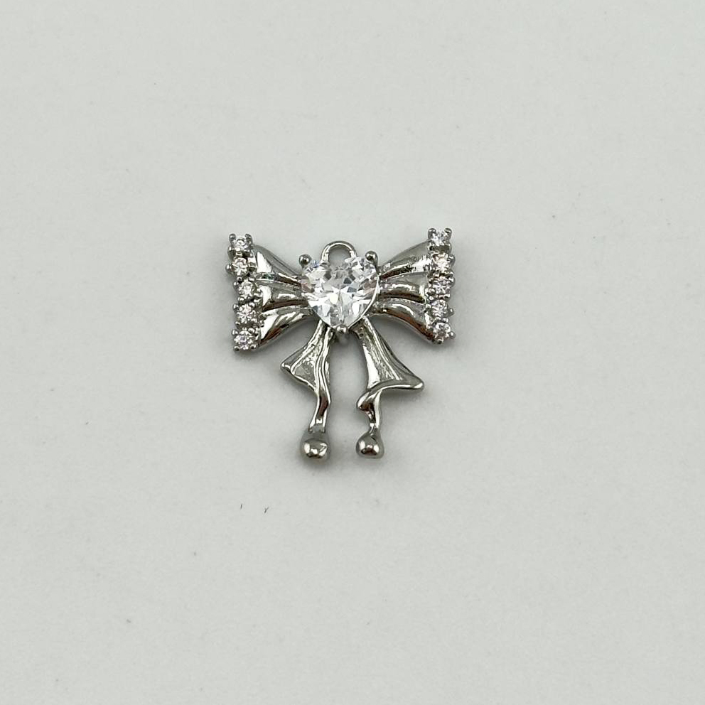 Подвеска Бантик размер 14*23мм цвет серебро